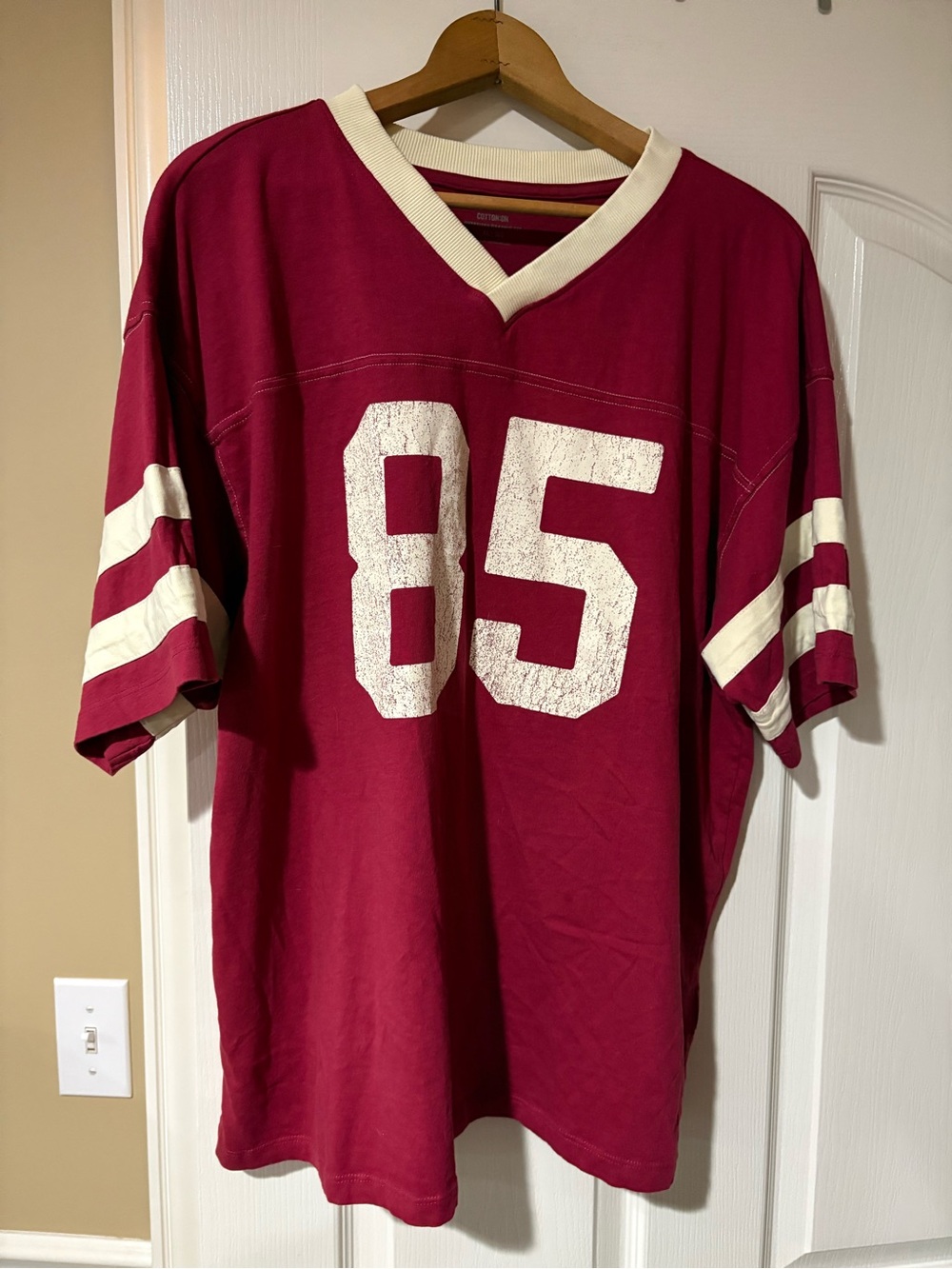 NWOT- Cotton On - Burgundy Oversized Graphic Tee with Cream Collar